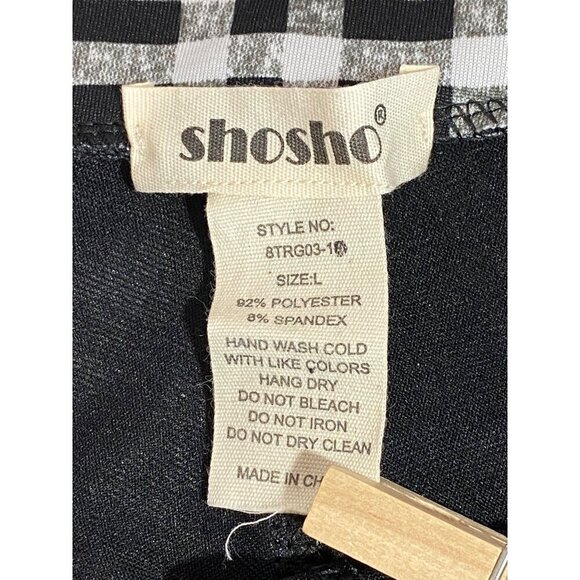 Shosho Black & White Plaid Leggings Stretchy Comfort Waistband Women’s Large NWT - Picture 5 of 8